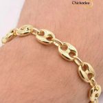 10mm Puffed Mariner Anchor Link Chain Bracelet Real 10K Yellow Gold Unisex