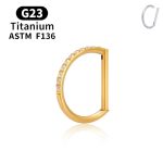 G23 Titanium Piercing Nose Ring- Gold with stones