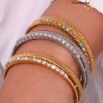 18K Gold Plated Crystal Rhinestone Cuff Bangles
