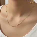 18K Gold Plated Stainless Beaded Satellite Necklace