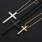 18K Gold Plated Stainless Steel Cross Pendant Box Chain Necklace