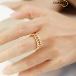 18K Gold Plated Stainless Steel Cuban Link Chain Ring