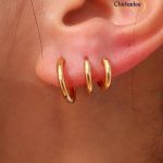 18K Gold Plated Stainless Steel Jewelry Thick Huggies Hoop Earrings