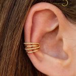18K Gold Plated Stainless Steel Multi Layer Conch Ear Cuff Earrings