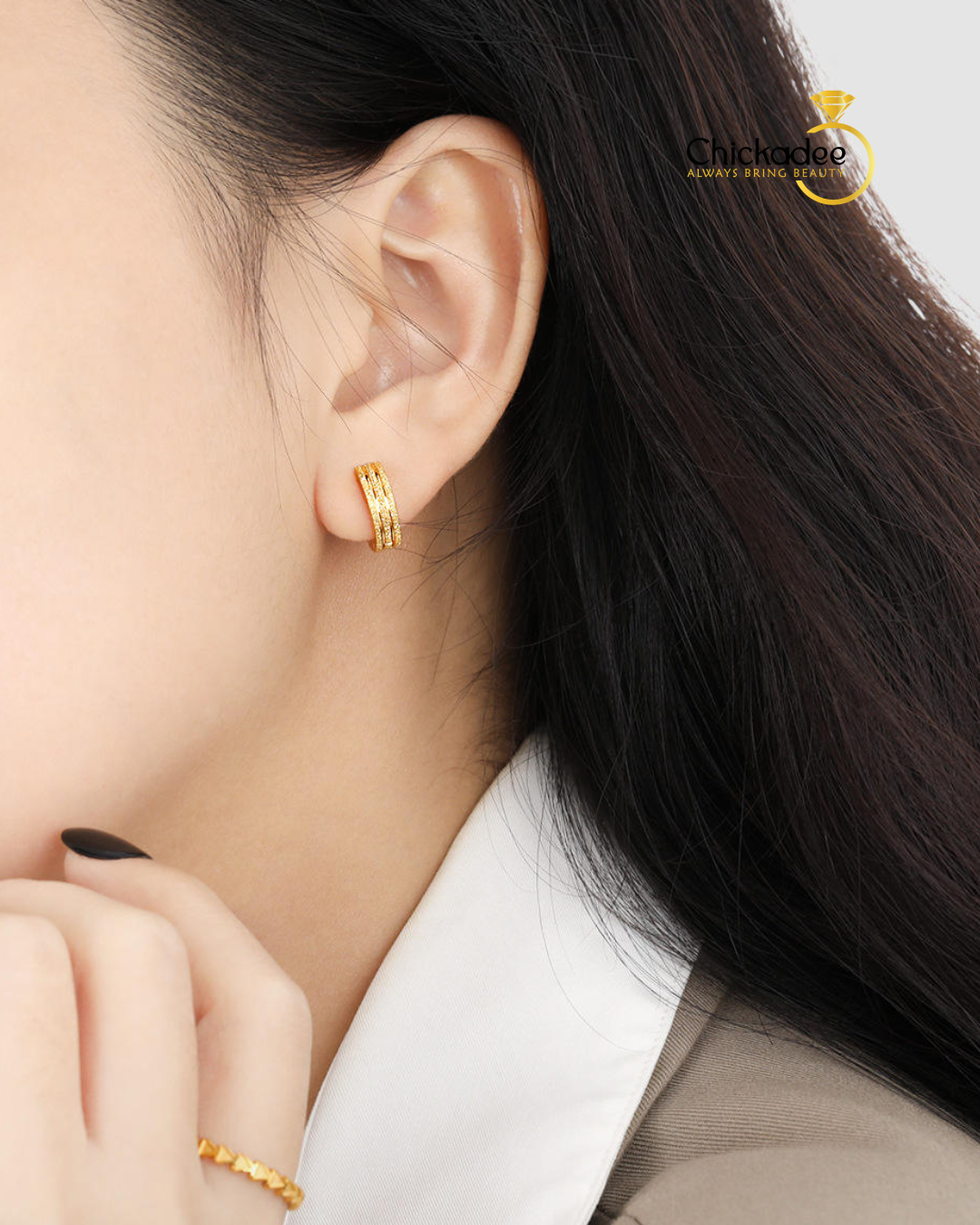 18K Gold Plated Stainless Steel Small Huggies Hoop Earrings 2 18K Gold Plated Stainless Steel Small Huggies Hoop Earrings - Image 1