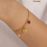 18K Gold Plated Stainless Steel Starfish Heart Bracelet