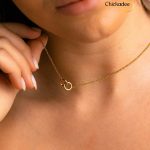 18K Gold Plated Stainless Steel double circles connection interlocking circle necklace