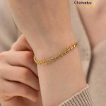 18K Gold Plated Stainless steel Heart Chain Bracelet