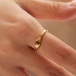 18K Gold Plated Stainless steel Minimalistic Shiny Heart Signet Rings