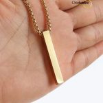 18K Gold Plated Titanium Steel Twisted Stick Pendant Necklace