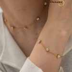 18K Gold Plated Zircon Fashion Jewelry Bracelets Necklace Jewellery For Women