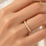 18K Gold Stainless Steel 3A CZ Zircon Iced Out Ring - Thin