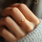 18k Gold Plated Filled Small Four Leaf Clover Ring size 8