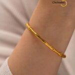 18k Gold Plated Stainless Steel Bamboo Bangle