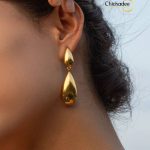 18k Gold Plated Stainless Steel Water Drop Stud Earrings