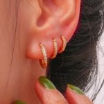 18k Pvd Gold Plated Small Cubic Zirconia Huggie Hoop Earrings