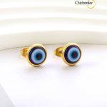 18k gold plated Stainless Steel Evil Eyes Earrings