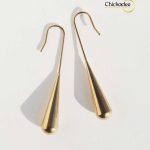 18k gold plated Stainless Steel Needle Drop Earrings Big