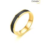 316L Stainless Steel Enamel Engagement Ring for Couples Gold