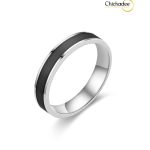 316L Stainless Steel Enamel Engagement Ring for Couples silver