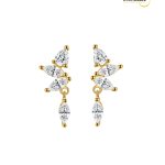925 Sterling Silver Asymmetric Horse Eye Marquise CZ Fashion Stud Earrings