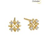 925 Sterling Silver Cubic Zirconia Geometric Square Hollow Stud Fashion Earrings Set