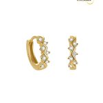 925 Sterling Silver Gold Plated Small Twisted Love Cz Huggie Earrings