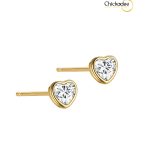 925 Sterling Silver Heart Shape Cubic Zirconia 4mm 5mm Colorful Diamond Studded