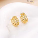 925 Sterling Silver Large CZ Cross Hoops Huggies