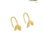 925 Sterling Silver Leaf Minimalist Vintage Earhook Earrings