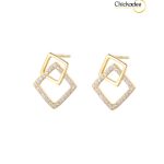 925 Sterling Silver Minimalist square Stud Earrings