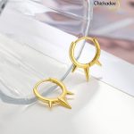 925 Sterling Silver Rivet Hoops Gold Plated Spike Huggies Earrings Set