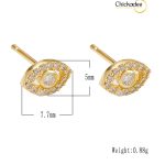 925 Sterling Silver minimalist Eyes Zircon Stud Earrings