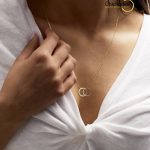 Big pendant Solid Gold Diamond Interlocking Circle Necklace