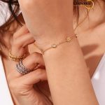 Black and White Zircon Flowers Trendy Style Bracelet