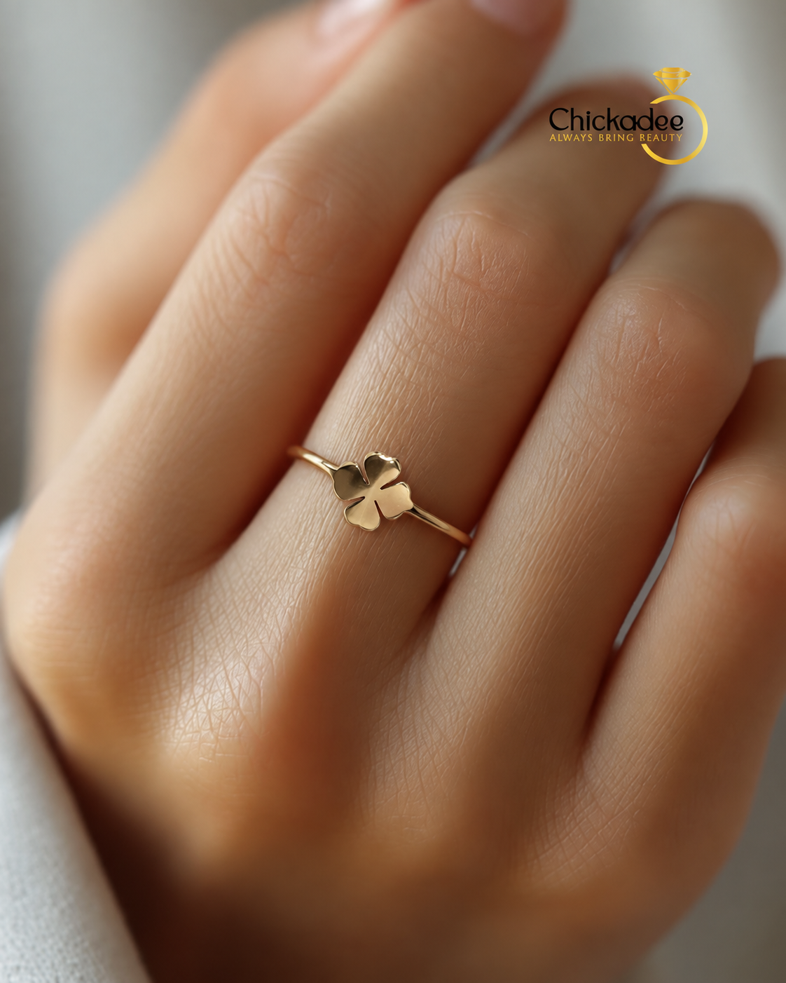 ChatGPT Image Sep 23, 2026, 04_55_03 PM 18k Gold Plated Filled Small Four Leaf Clover Ring size 8 - Image 1
