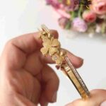 Gold Clover Bangle: Crystal Stainless Steel Open Cuff Bracelet