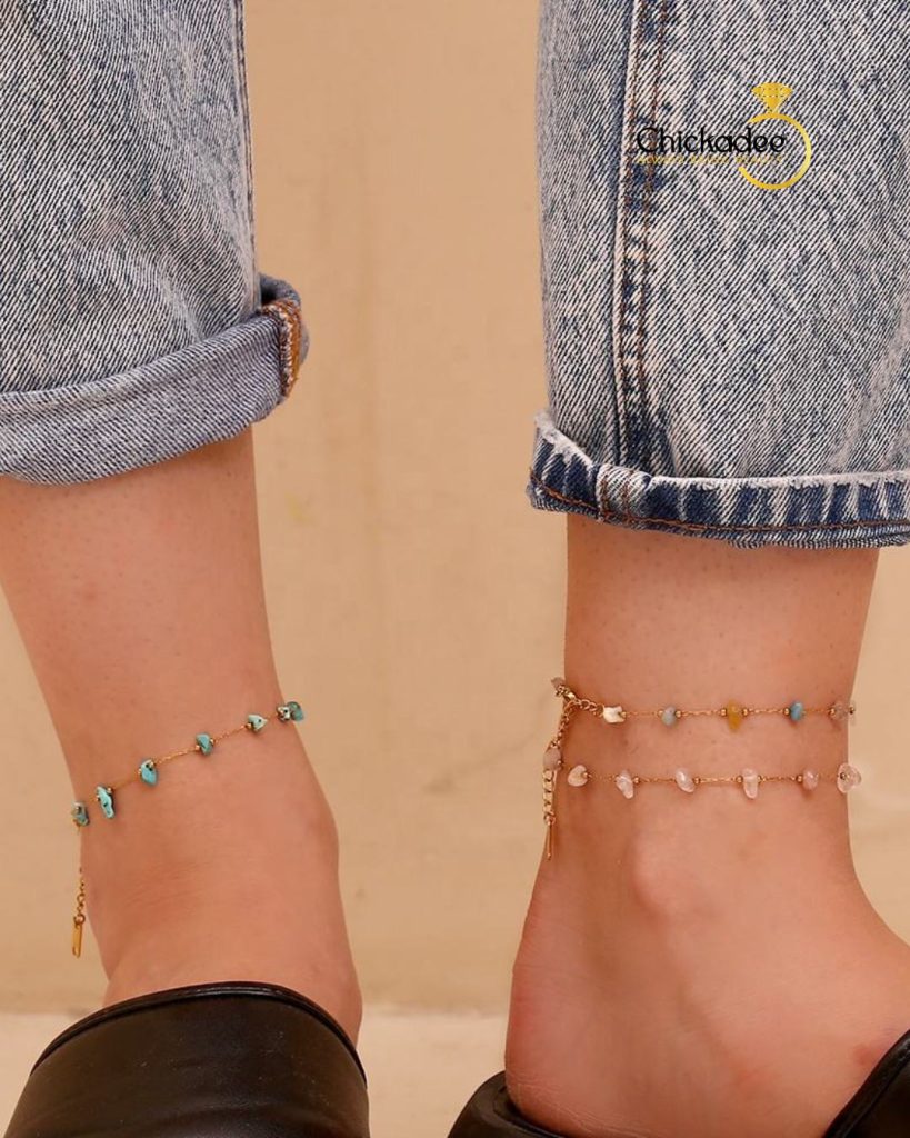 Colorful Natural Stone Stainless Steel Anklets – Chickadee