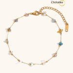 Colorful Natural Stone Stainless Steel Anklets