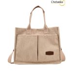 Corduroy Multi Pocket Canvas Crossbody Tote