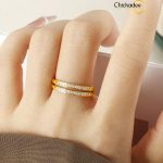 Double Layer Dainty Zirconia Stone Ring