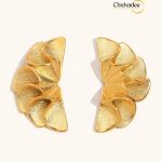 Fashionable Design Pleated Petal Stud Earrings