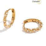 Gold Irregular Winding Pearl Wreath Earrings