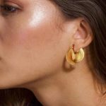 Gold Plated Austin Blaze Sculpted Hoop Earrings