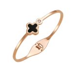 Rose Gold 4 Leaf Clover Bangle Bracelet