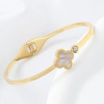 Gold Plated Stainless Steel Four-Leaf Clover Bracelet
