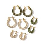 Gold Plated Stainless Steel Micro U-shaped Zircon Hoop Earrings