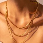 Gold Plated Stainless Steel Stacked Double Necklace for Dinner Party