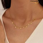 18k Gold Plated Water Drop Charm Chain Necklace