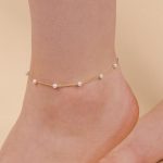 Gold Plated Stainless Steel Pearl Chain Anklets
